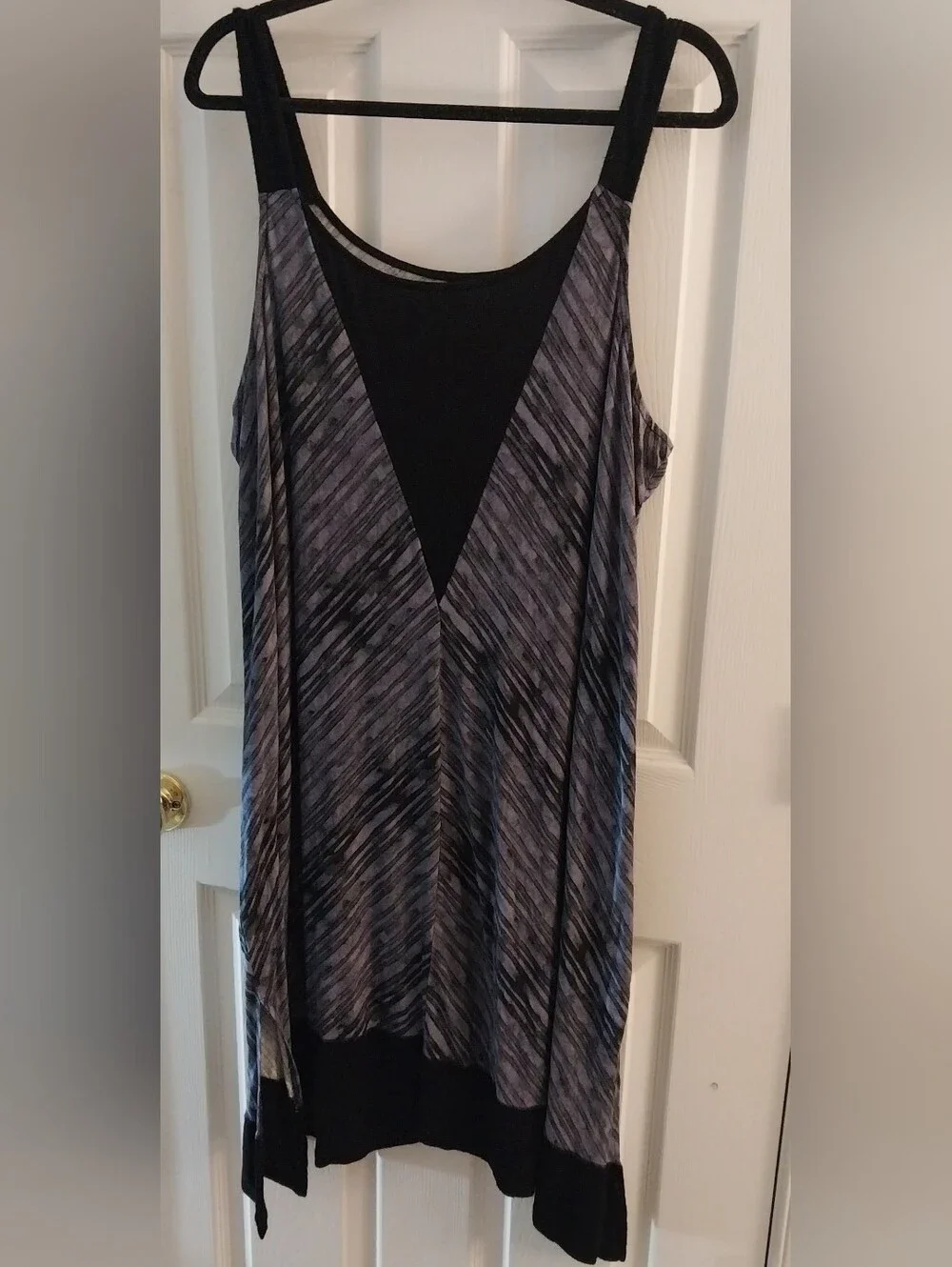 Simply Vera Vera Wang Gray & Black Chemise Chevron Mesh Printed Sleepwear XXL